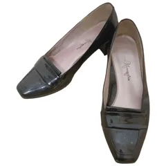 z1628 GINZA Kanematsu 銀座かねまつ 太ヒールパンプス　エナメル　黒　ブラック　レディース　23.5cm フォーマル　セレモニー　シンプル　高級感