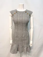 1964 JEWELS ジュエルズ　キャバクラ　ドレス　チェック柄　マーメイド　タイト　ゴールドボタン　キャバドレス　S