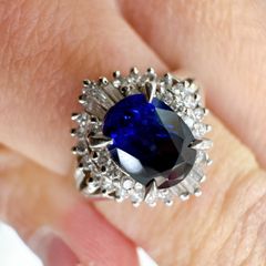 コーンフラワーブルー系2.99ctサファイア ダイヤネックレスペンダント 