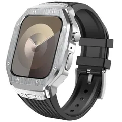 [YOFITAR] for Apple Watch バンドとケースと背面ケースの3in1一体型デザイン 45mm/44mm apple watch 一体型バンド Apple Watch Series 9/SE/8/7/6/5/4対応 メンズ かっこいい アップ