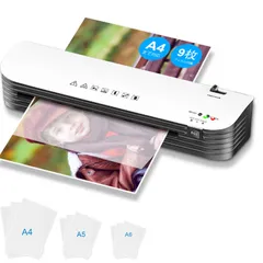 ラミネーター ラミネート 機械 ラミネーター A4対応 100μm対応 軽量 静か 波打ち防止 気泡なしラミネートフィルム 9枚付き コンパクト 気泡なし ABS機能 2分間ウォームアップ 冷/熱モード付き 連続作業可能 【PSE認証済み】 オフィス用品 業務