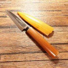 貝印 ペティナイフ 研ぎ済 木鞘付き 果物包丁 細工 飾り切り kaicut ステンレス 95mm