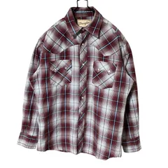 ウエスタン チェック ラングラー M カジュアル パープル系 紫 シャツ レディース ユニセックス メンズ 古着 長袖