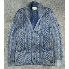 ラルフローレン デニムサプライ Indigo ウォッシュド ショールカラー ケーブル編み ヴィンテージ ニット カーディガン S