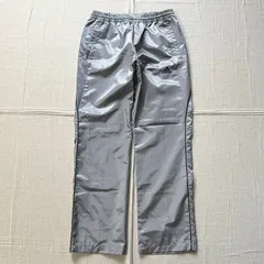 archive　アーカイブ古着　adidas　アディダス　メタリックシルバー　ナイロン系　シャカシャカ　トラックパンツ　ワイドシルエット　パフォーマンスロゴ刺繍　サイドライン　L　Y2K　テック　metallic silver wide track pants