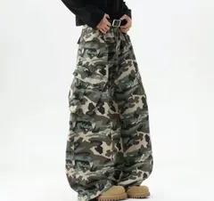 マルチポケット 迷彩柄 カーゴパンツ 韓国ストリート ミリタリー ユニセックス