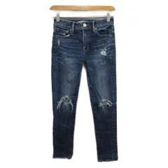 マウジー MOUSSY デニムパンツ ジーンズ スキニー クラッシュ ダメージ加工 24 紺 ネイビー 010BAA12-3650 ■MET2