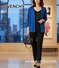 GIVENCHY ジバンシー グラマー Vネック ボタン留め カーディガン ロゴ刺繍 ポケット付き コットン ブルー 42サイズ レディース