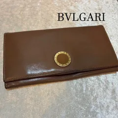 ブルガリ　BVLGARI　ゴールドサークルロゴレザー　ブラウン系　長財布