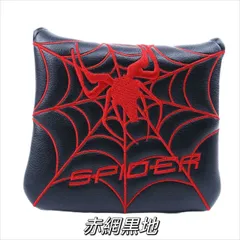パターカバー ゴルフヘッドカバー マレット用 オデッセイ２ボール テーラーメイド スパイダーパターに対応 マグネット式 Spider赤網黒地