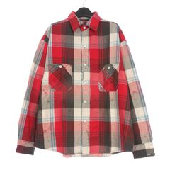 セントマイケル SAINTMICHAEL 25AW FLANNEL SHIRT /CHECK/RED/GRAY