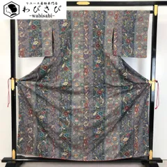 小紋 鳳凰 花唐草模様 金彩 叩き染 しつけ糸 K-5219