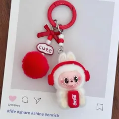 ラブブ コカコーラ キャラクター シリーズ ぬいぐるみ キーホルダー (ドリンク コラボ) キーホルダー <アイボリー>