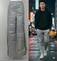 【チャンピオン（Champion / チャンピオンUSA）】ラインパンツ グレー ワイド ストリート Y2K スポーツ カジュアル 楽ちん ウエストゴム ゆったり フルレングス メンズ レディース兼用 便利 ポケット付き✨