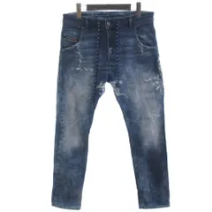 ディーゼル DIESEL KROOLEY JOGG テーパード ジーンズ デニムパンツ ダメージ加工 ブルー W30 L32 ■ECT