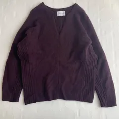 ADAM ET ROPÉ アダムエロペ ヤク100％ Vネック ニット パープル＊上質素材で大人の装いに