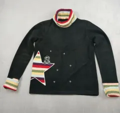 カステルバジャック 星パッチ ブラック ニット タートルネック シャツ