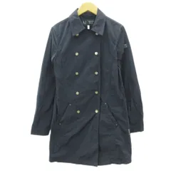 アルマーニ ジーンズ ARMANI JEANS ナイロン コート ジャケット ダブルブレスト ロゴワッペン 紺 ネイビー 38 約M K07EJ