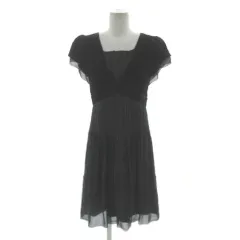 アンタイトル UNTITLED ベロア切替えワンピース フォーマル パーティー AC153-53219JJ 半袖 ひざ丈 日本製 プリーツ ラメ ボーダー ネイビー 紺 1