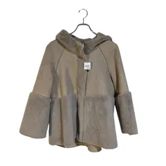 ZM1656 NOLLEY’S lightノーリーズライト フェイク ムートン ファー ハーフ コート アウター フード ベージュ レディース M