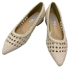 【新品未使用】ニカル (22.5) パンプス アーモンドトゥ フラット メッシュ 編み込み 希少デザイン