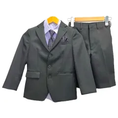 OLIVER HOUSE 4点セット セットアップ フォーマル スーツ ストライプ 120 黒 ブラック 紫 パープル