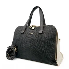 FURLA フルラ ショルダーバッグ ハンドバッグ 2way パイソン レザー 本革 バイカラー 斜め掛け クロスボディ 普段使い 通勤通学