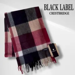 【タグ付き・未使用品】 ブラックレーベル クレストブリッジ マフラー ビッグスケール チェック レッド カシミヤ カシミア 100％ フリンジ