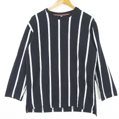 チャオパニック CIAOPANIC カットソー Tシャツ 長袖 綿 L ネイビー ストライプ 刺繍 kz12261のサムネイル