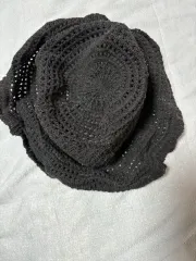ブラック ニット バケットハット 帽子
