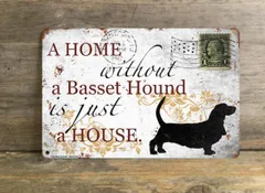【Basset Hound/バセット・ハウンド】 メタルプレート メッセージ 犬 雑貨 グッズ アート ポスター おしゃれ インテリア 壁飾り アンティーク風 43
