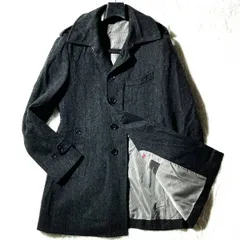 タカキュー×イタリアMarzotto★高級素材★ツイードウール コート ジャケット ヘリンボーン エポレット 黒 M ビジネス&休日 m.f.editorialのサムネイル