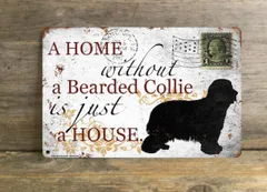 【Bearded Collie/ビアデッド・コリー】 メタルプレート メッセージ 犬 雑貨 グッズ アート ポスター おしゃれ インテリア 壁飾り アンティーク風 47