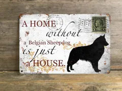 【Belgian Malinois/ベルジアン・シェパード・ドッグ・マリノア】 メタルプレート メッセージ 犬 雑貨 グッズ アート ポスター おしゃれ インテリア 壁飾り アンティーク風 50