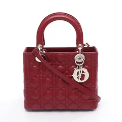 ディオール Dior ハンドバッグ LADY DIOR レディディオール カナージュ レッド レザー レディディオール カナージュ 2wayトート レディース Used A