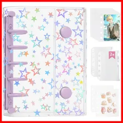 シール手帳 プラバン M5サイズ ミニ 【バインダー×1個 リフィル×20枚 チャック付きボケット×2枚 下敷き×2枚】3層構造PPシート 透明バインダー カードポケット シール台紙 クリア 手帳 プリ帳 カードスリーブ 透明シール帳 はがせる ポケットサイズ