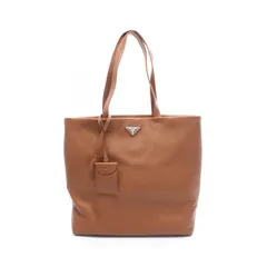 プラダ PRADA トートバッグ ブラウン レザー トライアングルロゴ トートバッグ メンズ Used A