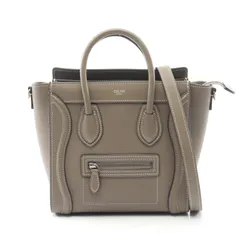 セリーヌ CELINE ハンドバッグ ラゲージ ナノショッパー グレージュ レザー ラゲージ ナノ ショッパー レディース Used A