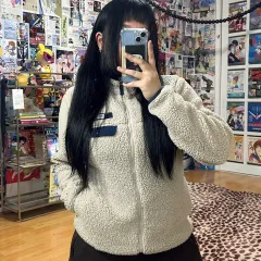 コロンビア ベージュ ネイビー ボア フリース ジップアップ