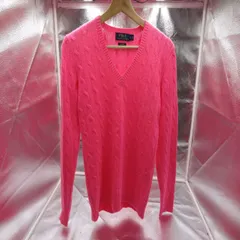 POLO RALPH LAUREN Vネック カシミヤ セーター Sサイズ レディース ポロラルフローレン ピンク ケーブルニット