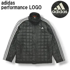 【肉厚】 アディダス adidas キルティング ジャケット O ブラック 中綿 刺繍 ロゴ スリー ストライプ