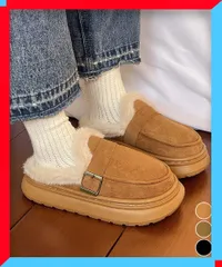 新品 レディース ファーモカシン 厚底 裏起毛 ルームシューズ 冷え対策 保温 防寒靴 疲れない スリッポン【送料無料】
