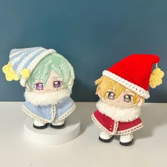 10～12cm ぬい服 ニット帽 ポンチョ いつぬい 赤色 クリスマス 3点セット MH13-R