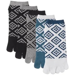 【新品】 [癒足] (イヤシ) 紳士和柄五本指スニーカーソックス 菱紋柄 5足セット