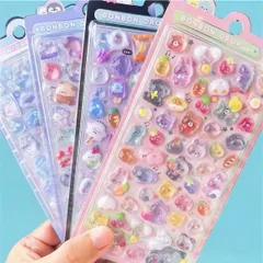 【再入荷】シール　ブルー　５シートセット　3D ぷくぷく　かわいい　キッズ　こども　大人　平成　大人気