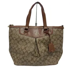 COACH(コーチ) ハンドバッグ シグネチャー柄 F34614 カーキ×ブラウン レザー