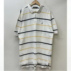 ノーティカ ビッグサイズ ボーダー柄 ロゴ ワンポイント 刺繍 鹿の子 メンズ XL ISItems【USED】【古着】【中古】50114391