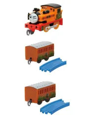 カプセルプラレール きかんしゃトーマス 恐竜パークへようこそ！編 全2種３個セット　客車 ＋曲線レール ２個 & ニア 連結パーツ付 １個