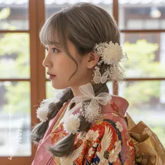 ガーリー　 成人式　振袖　髪飾り　袴　前撮り　結婚式　ドレスヘア　#220920