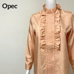 オペック Opec シャドードット フリルデザインブラウス 光沢 フェミニン